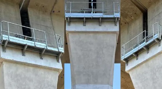 Maintenance galleries, metal fences, seismic stoppers, drainage spouts, Shinso piles, evacuation barriers