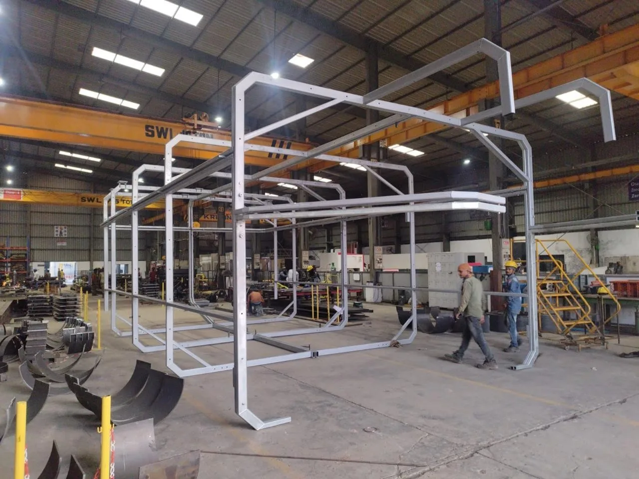 Nacelle skeleton frames being fabricated