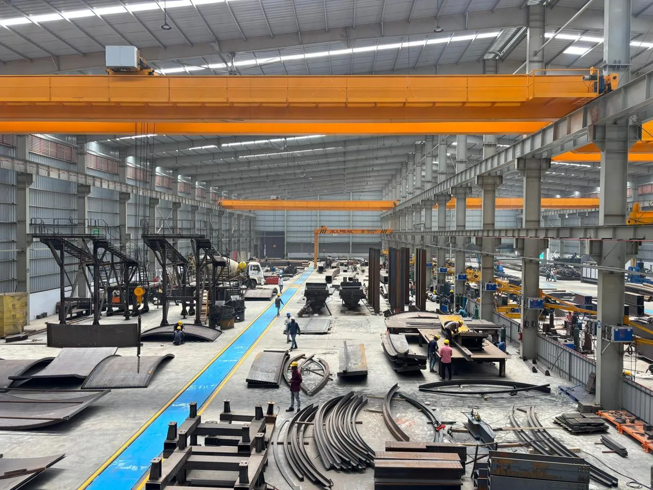 The fabrication bay, parts laid out for fit-up