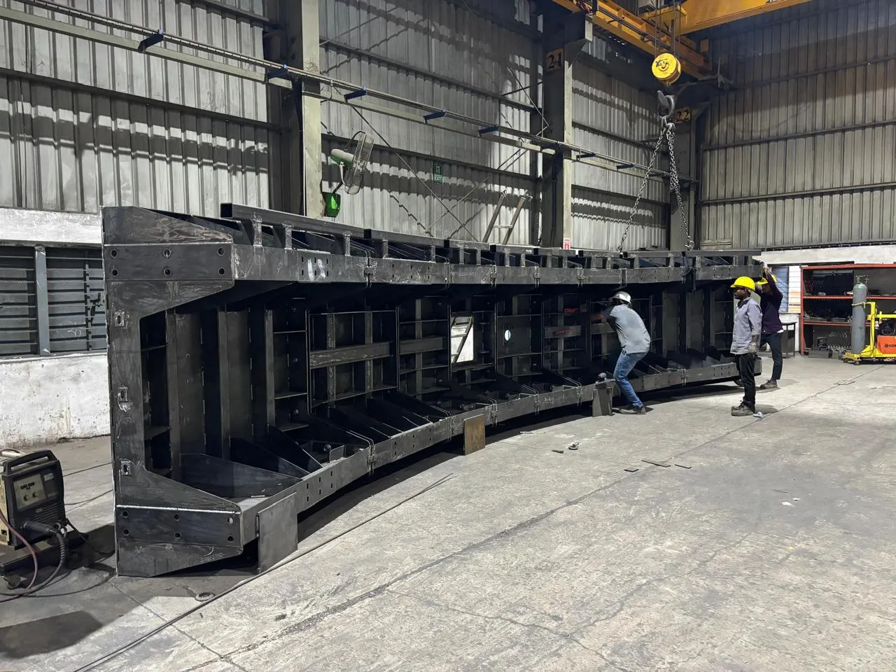 A large curved box structure in the bay