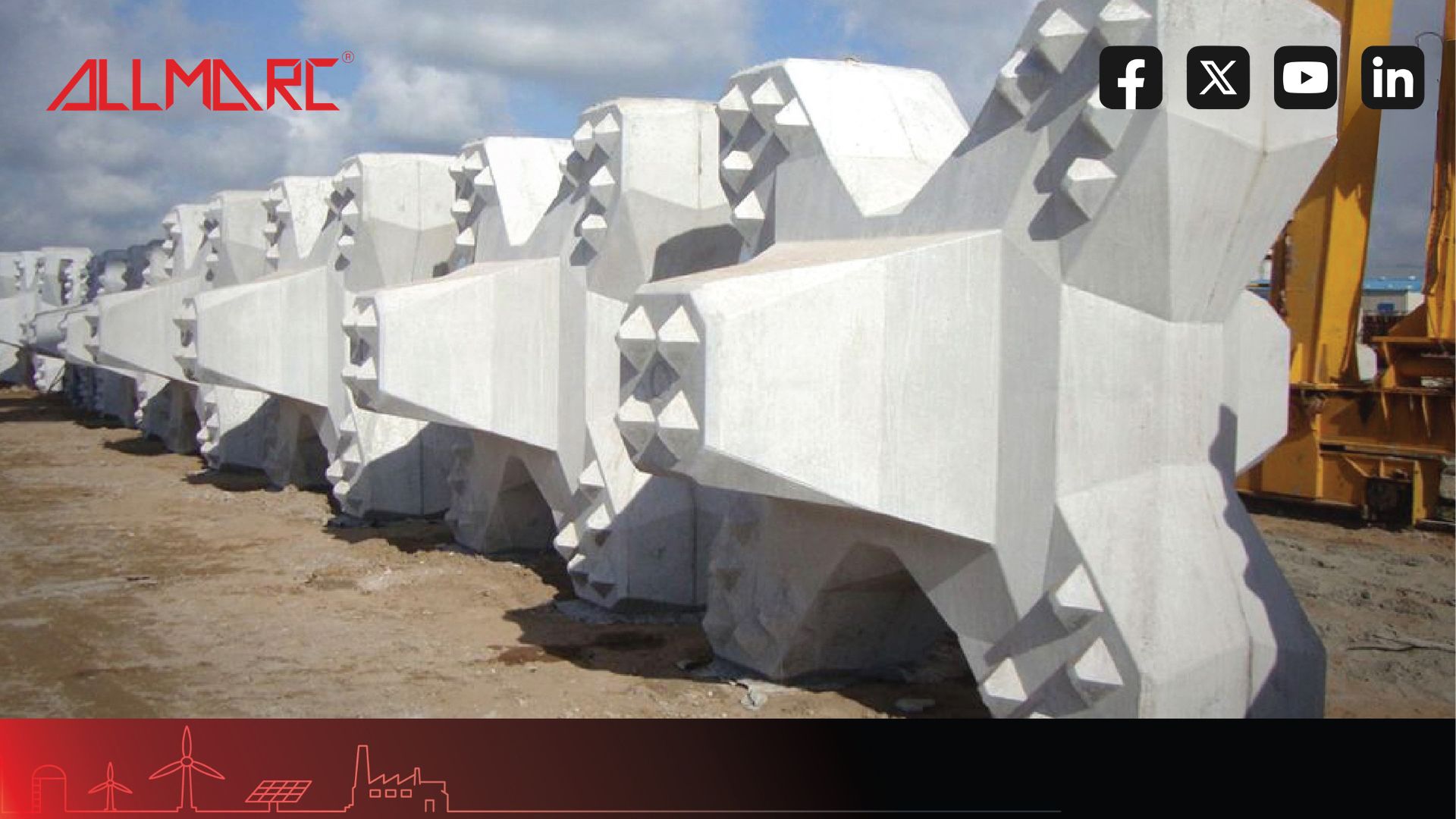 ACCROPODE® concrete armour units used for coastal breakwater protection