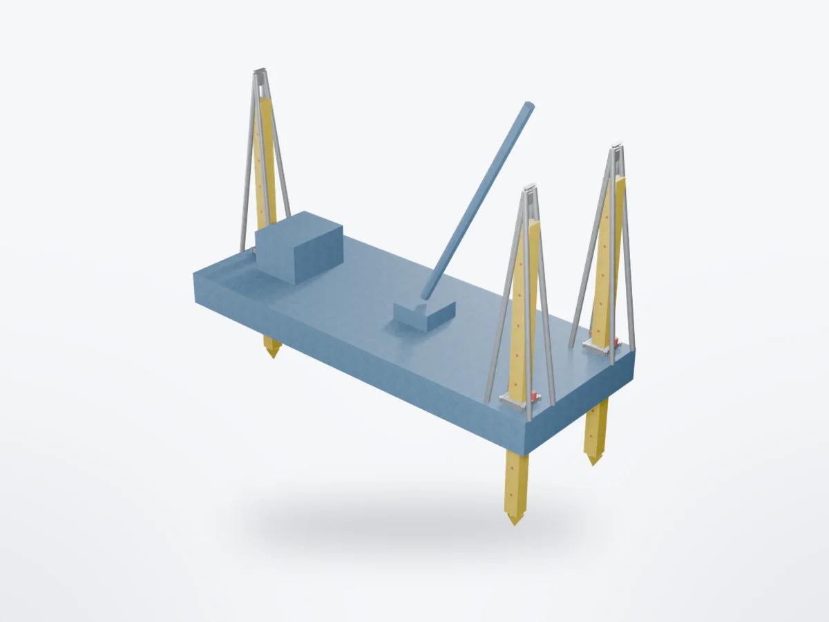 Spud Barges: Spuds & Spud Wells, 3D model